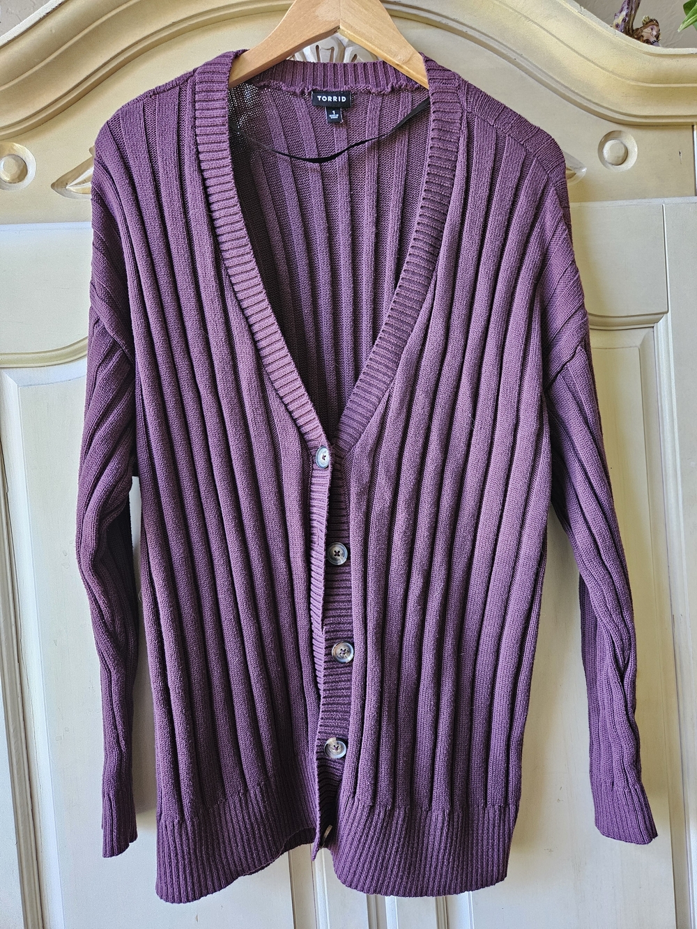 Mauve Button-Up Cardigan Sweater by Torrid